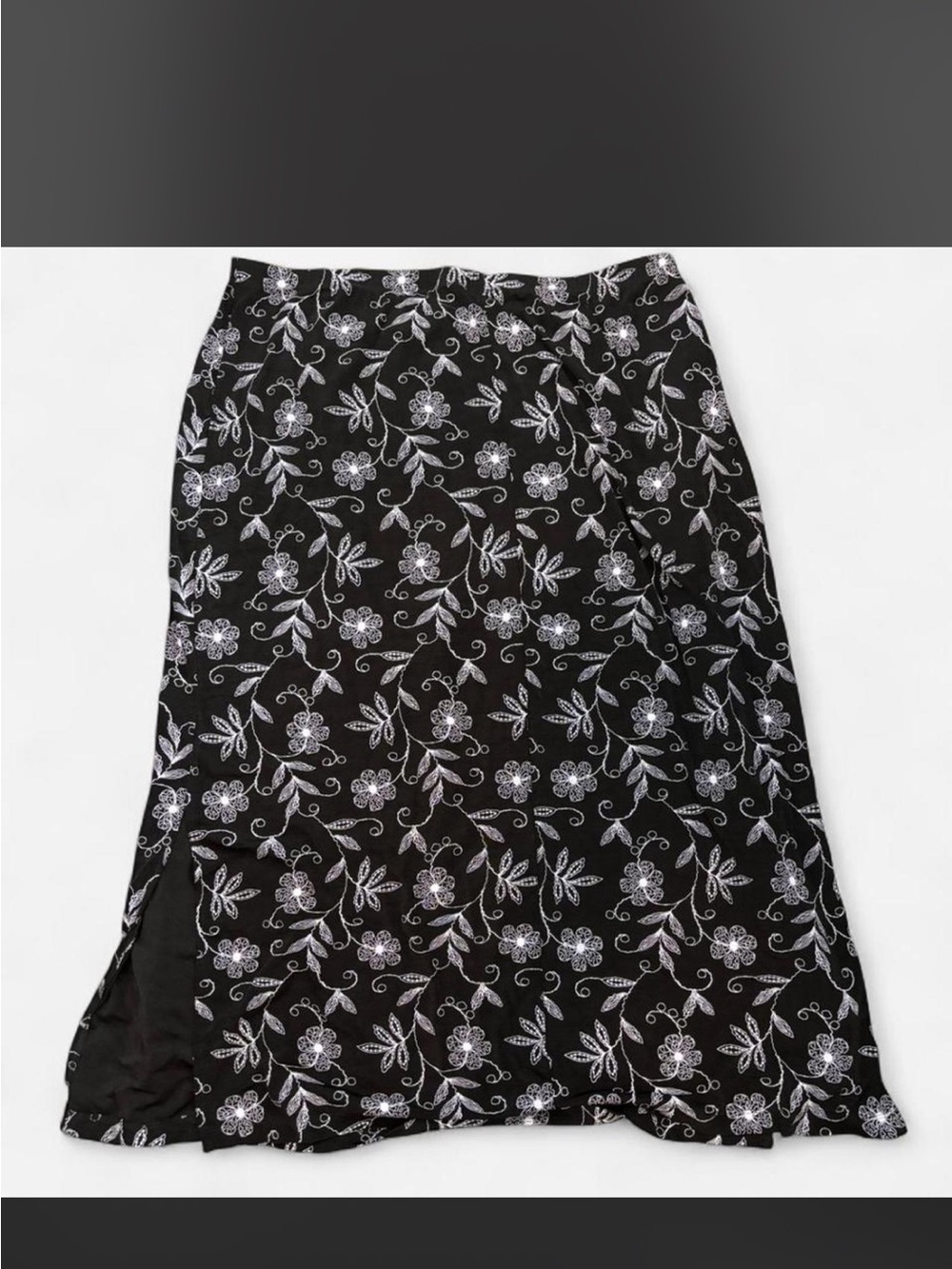 Vintage Fashion Bug Black Maxi Skirt with purple Floral print